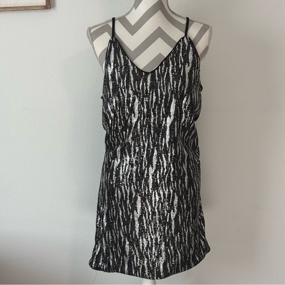 Womens SHEIN Metallic Zebra Print Slip Dress | Size Large - Picture 1 of 7